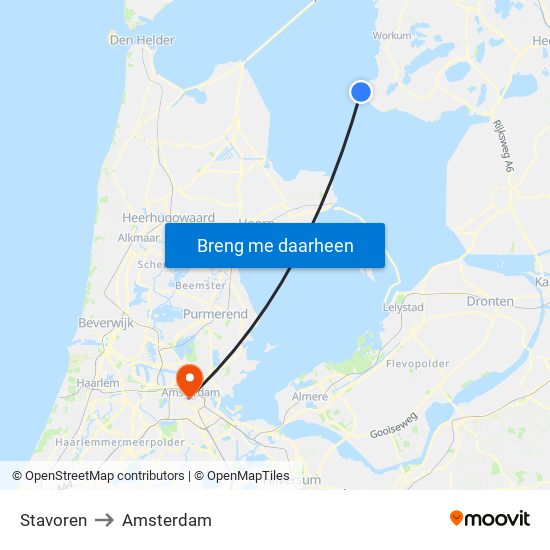 Stavoren to Amsterdam map