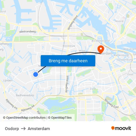 Osdorp to Amsterdam map