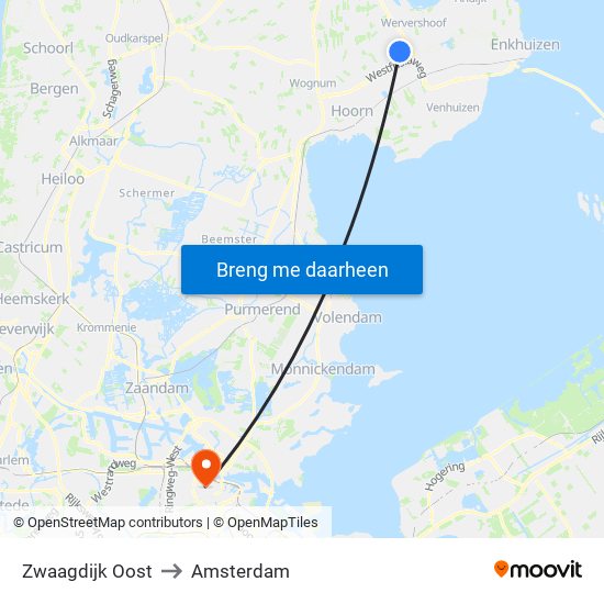 Zwaagdijk Oost to Amsterdam map