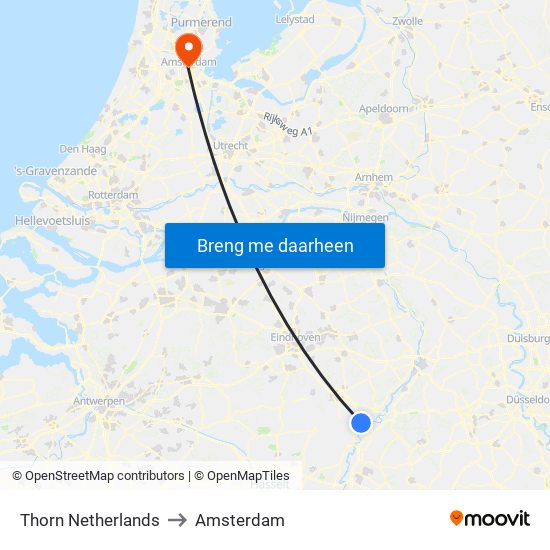Thorn Netherlands to Amsterdam map