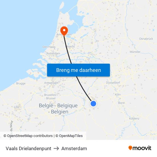 Vaals Drielandenpunt to Amsterdam map