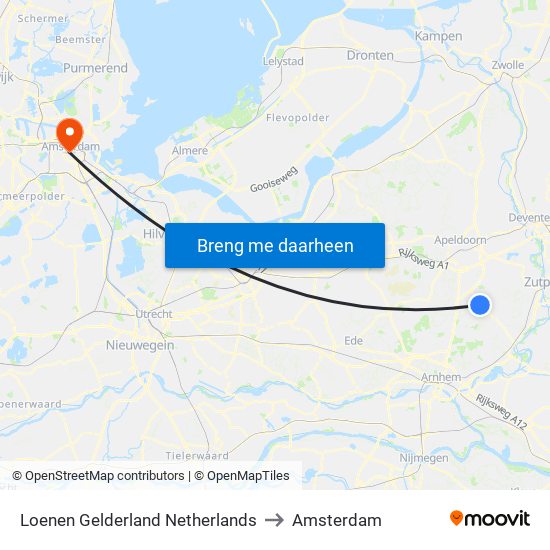 Loenen Gelderland Netherlands to Amsterdam map