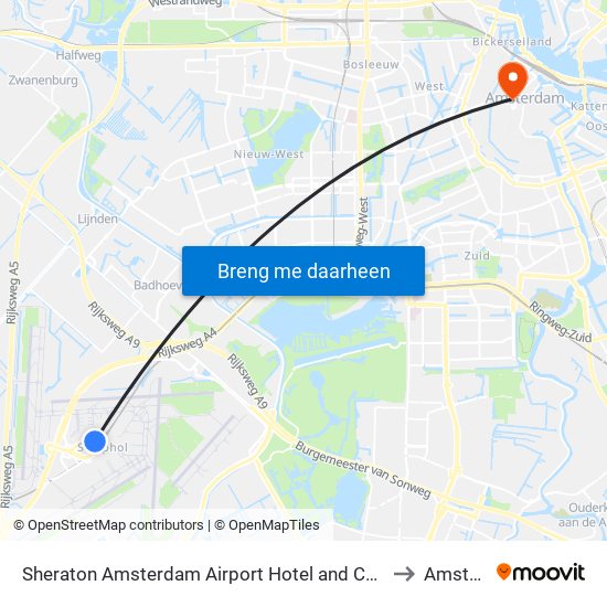 Sheraton Amsterdam Airport Hotel and Conference Center Schiphol to Amsterdam map