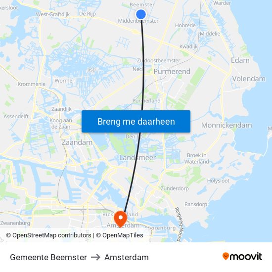 Gemeente Beemster to Amsterdam map