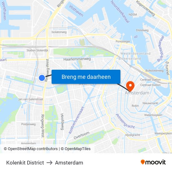 Kolenkit District to Amsterdam map