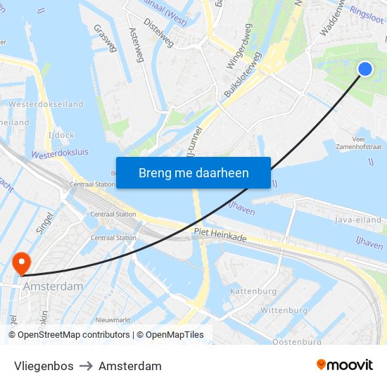 Vliegenbos to Amsterdam map