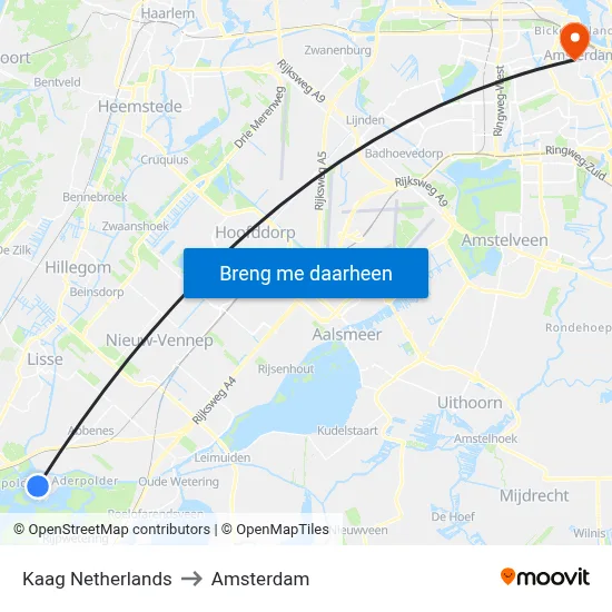 Kaag Netherlands to Amsterdam map