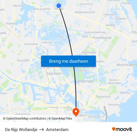 De Rijp Wollandje to Amsterdam map