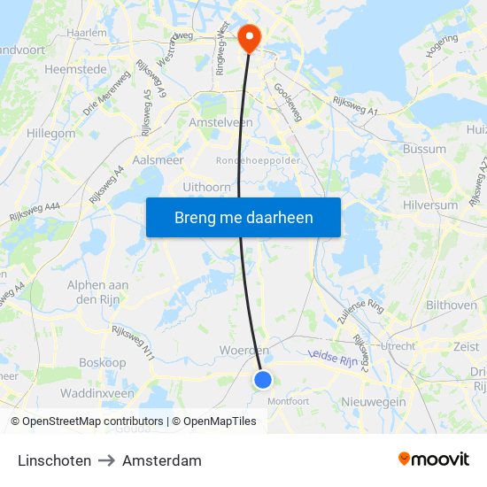 Linschoten to Amsterdam map