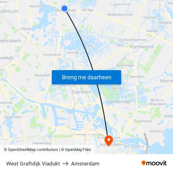 West Graftdijk Viadukt to Amsterdam map
