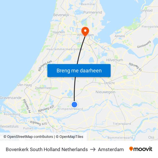 Bovenkerk South Holland Netherlands to Amsterdam map