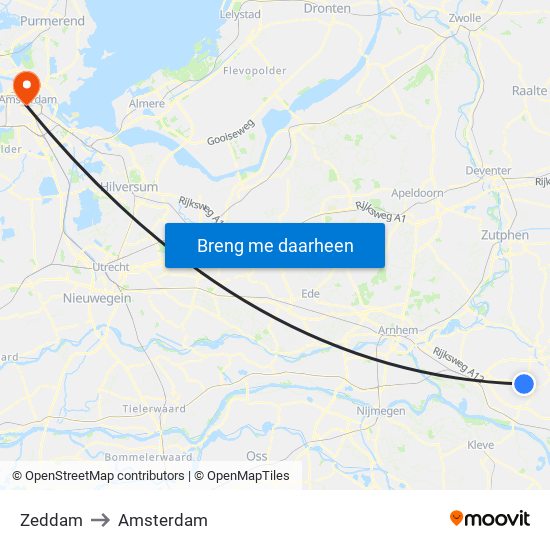 Zeddam to Amsterdam map