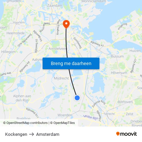 Kockengen to Amsterdam map