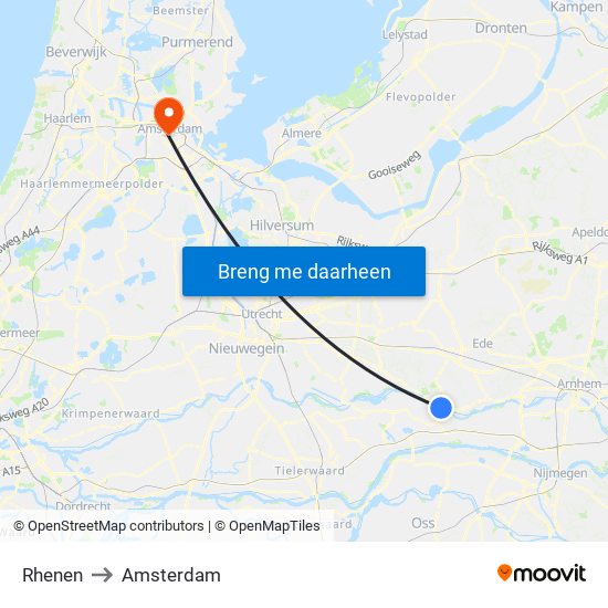 Rhenen to Amsterdam map