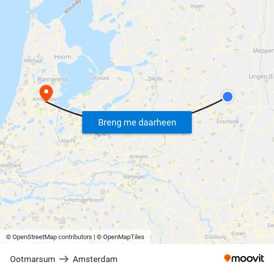 Ootmarsum to Amsterdam map