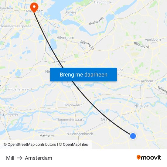 Mill to Amsterdam map