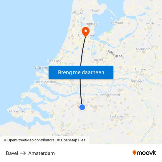 Bavel to Amsterdam map