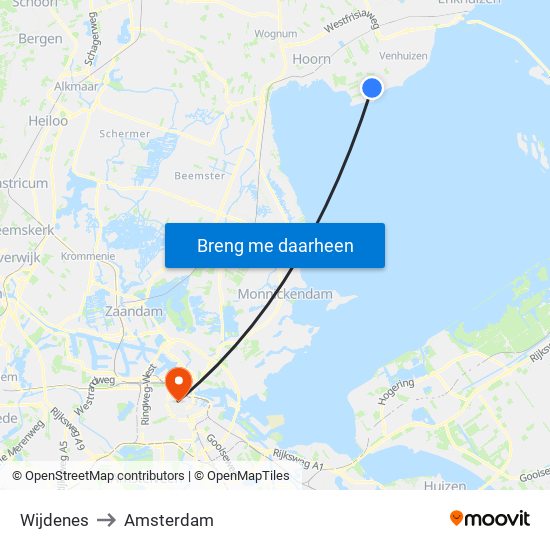 Wijdenes to Amsterdam map