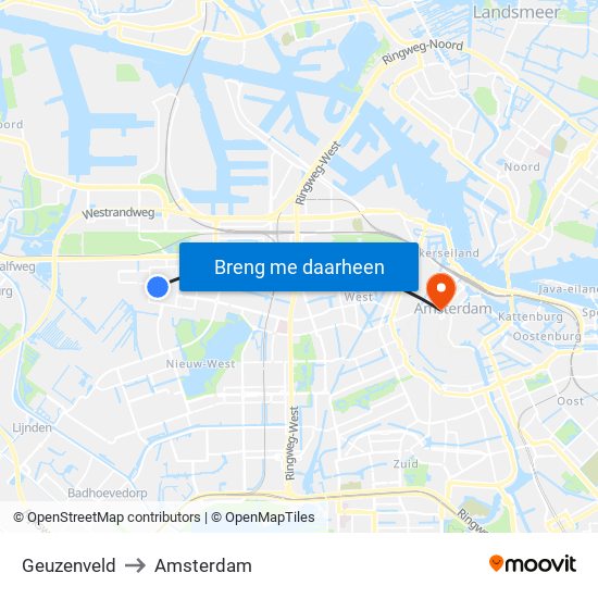 Geuzenveld to Amsterdam map