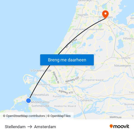 Stellendam to Amsterdam map