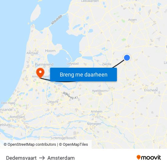 Dedemsvaart to Amsterdam map