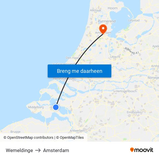 Wemeldinge, Noordelijke Achterweg 62 to Amsterdam map