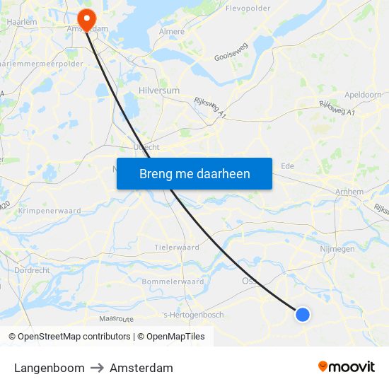 Langenboom to Amsterdam map
