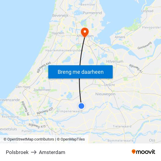 Polsbroek to Amsterdam map