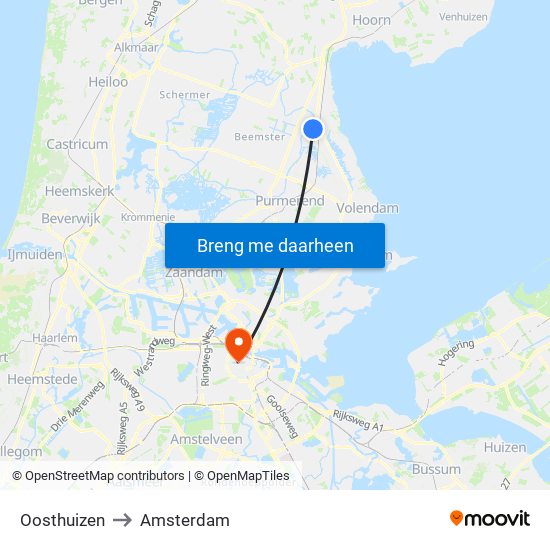 Oosthuizen to Amsterdam map