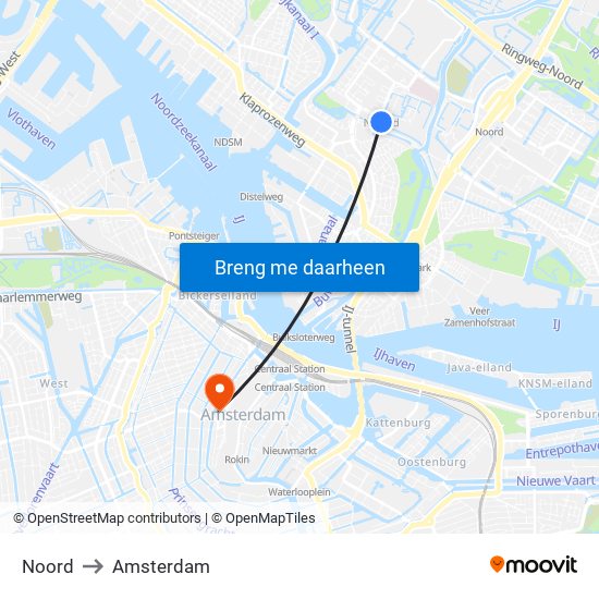 Noord to Amsterdam map