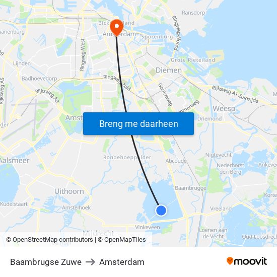 Baambrugse Zuwe to Amsterdam map