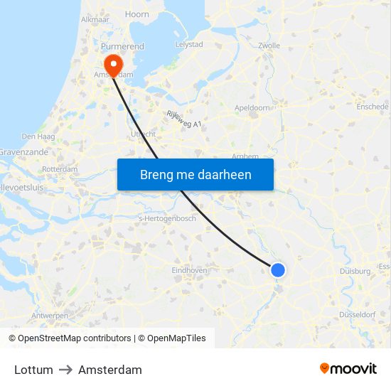 Lottum to Amsterdam map