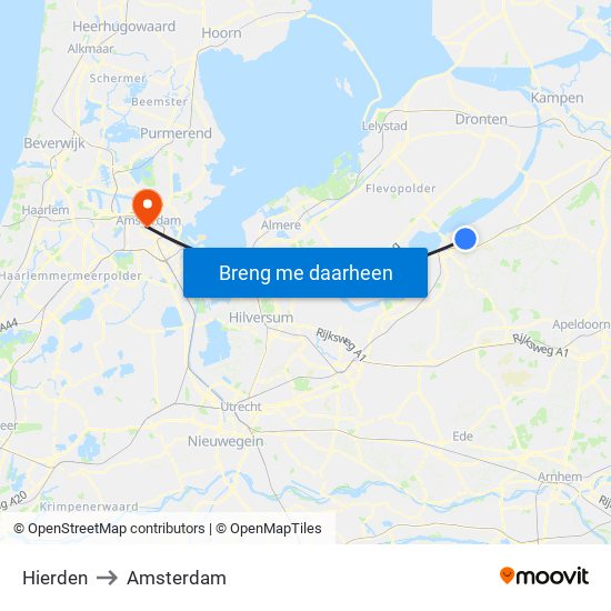 Hierden to Amsterdam map