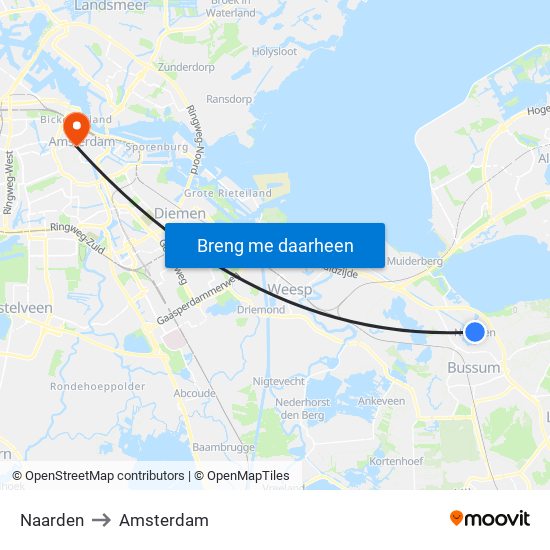 Naarden to Amsterdam map