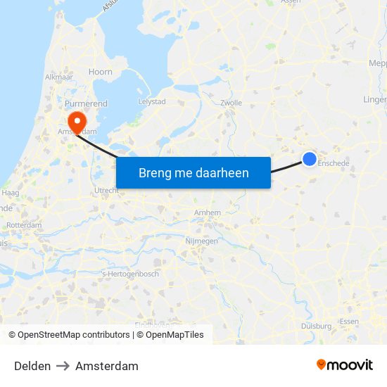Delden to Amsterdam map