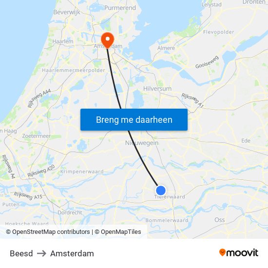 Beesd to Amsterdam map