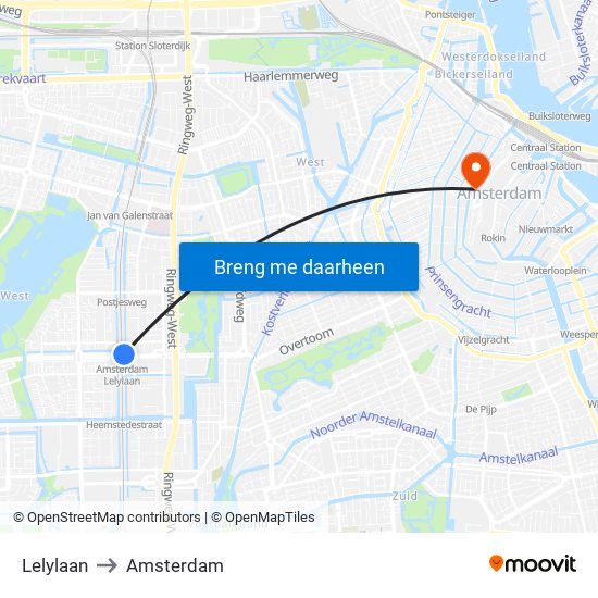 Lelylaan to Amsterdam map