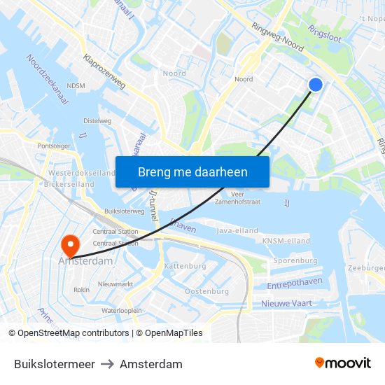 Buikslotermeer to Amsterdam map