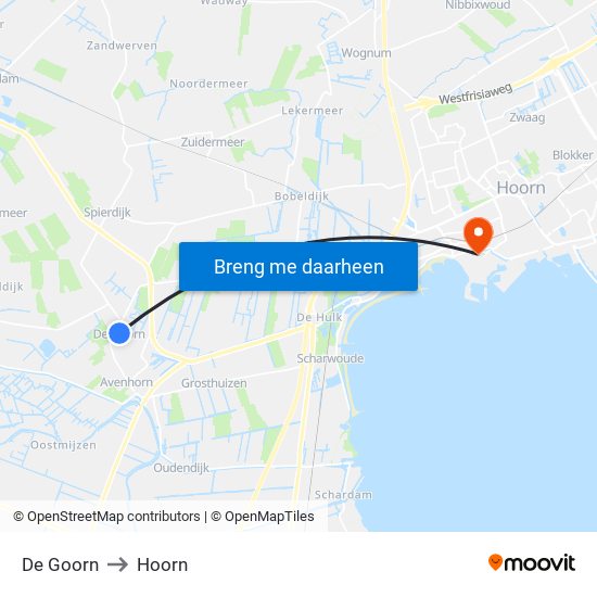 De Goorn to Hoorn map