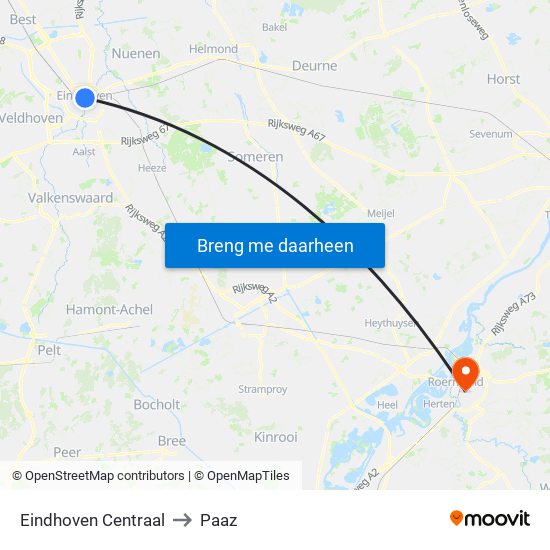 Eindhoven Centraal to Paaz map