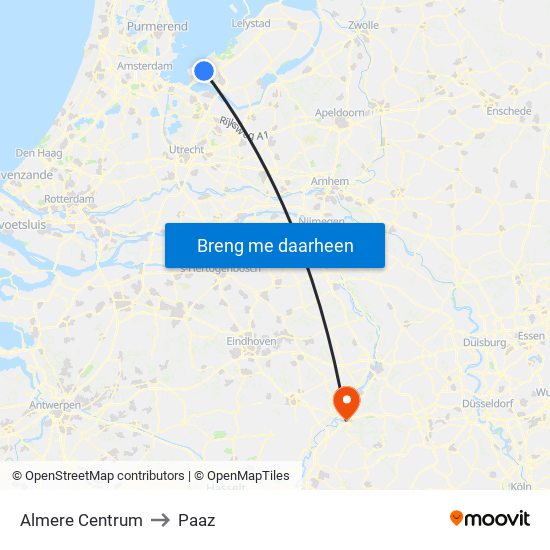 Almere Centrum to Paaz map