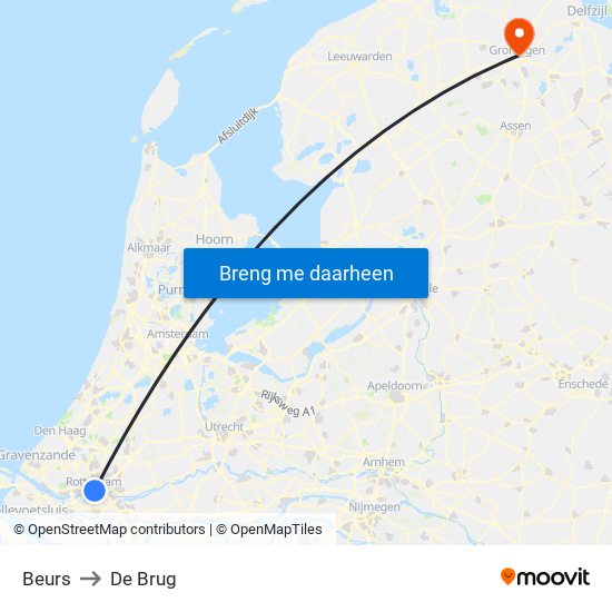 Beurs to De Brug map