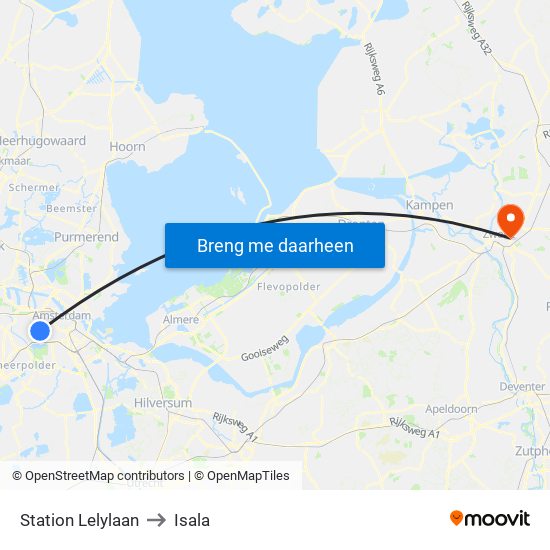 Station Lelylaan to Isala map