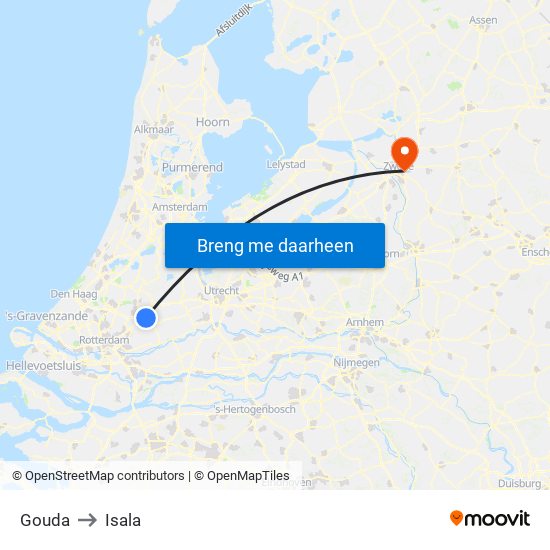 Gouda to Isala map