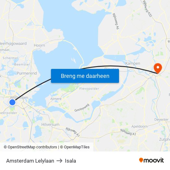 Amsterdam Lelylaan to Isala map