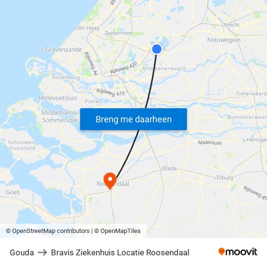 Gouda to Bravis Ziekenhuis Locatie Roosendaal map