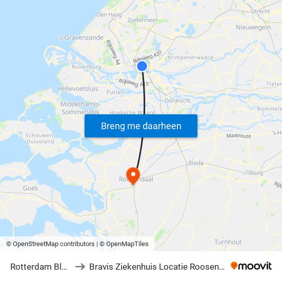 Rotterdam Blaak to Bravis Ziekenhuis Locatie Roosendaal map