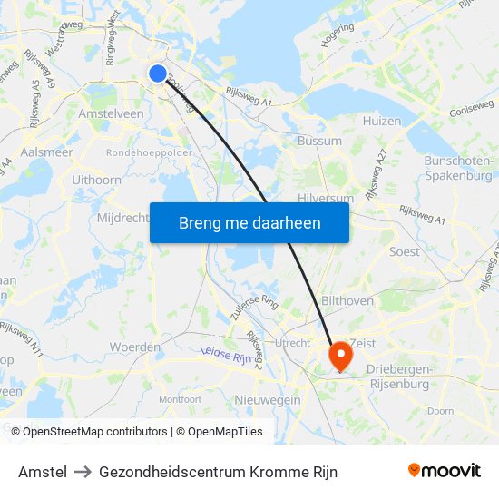 Amstel to Gezondheidscentrum Kromme Rijn map