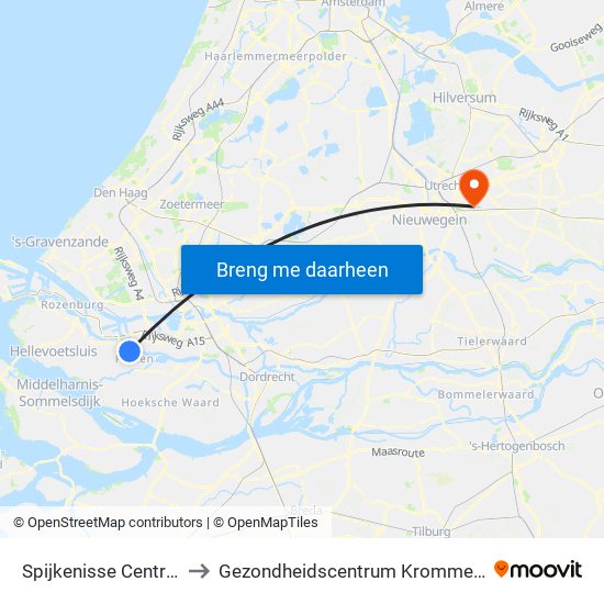 Spijkenisse Centrum to Gezondheidscentrum Kromme Rijn map