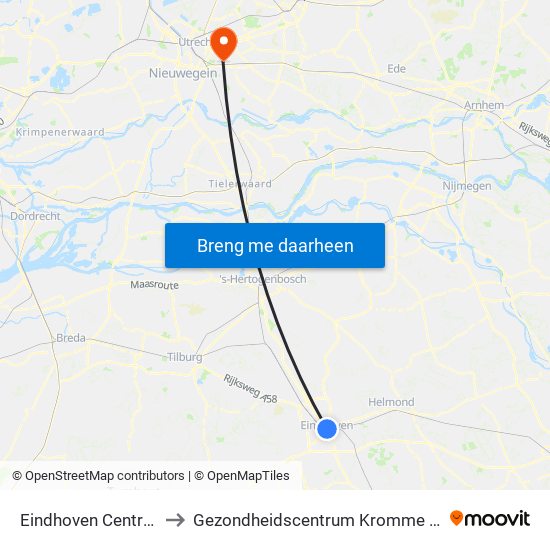 Eindhoven Centraal to Gezondheidscentrum Kromme Rijn map